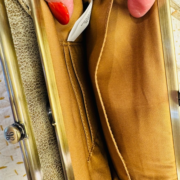 Lovely soft calfskin leather burnished gold over cream small purse. Like new. - Picture 3 of 14